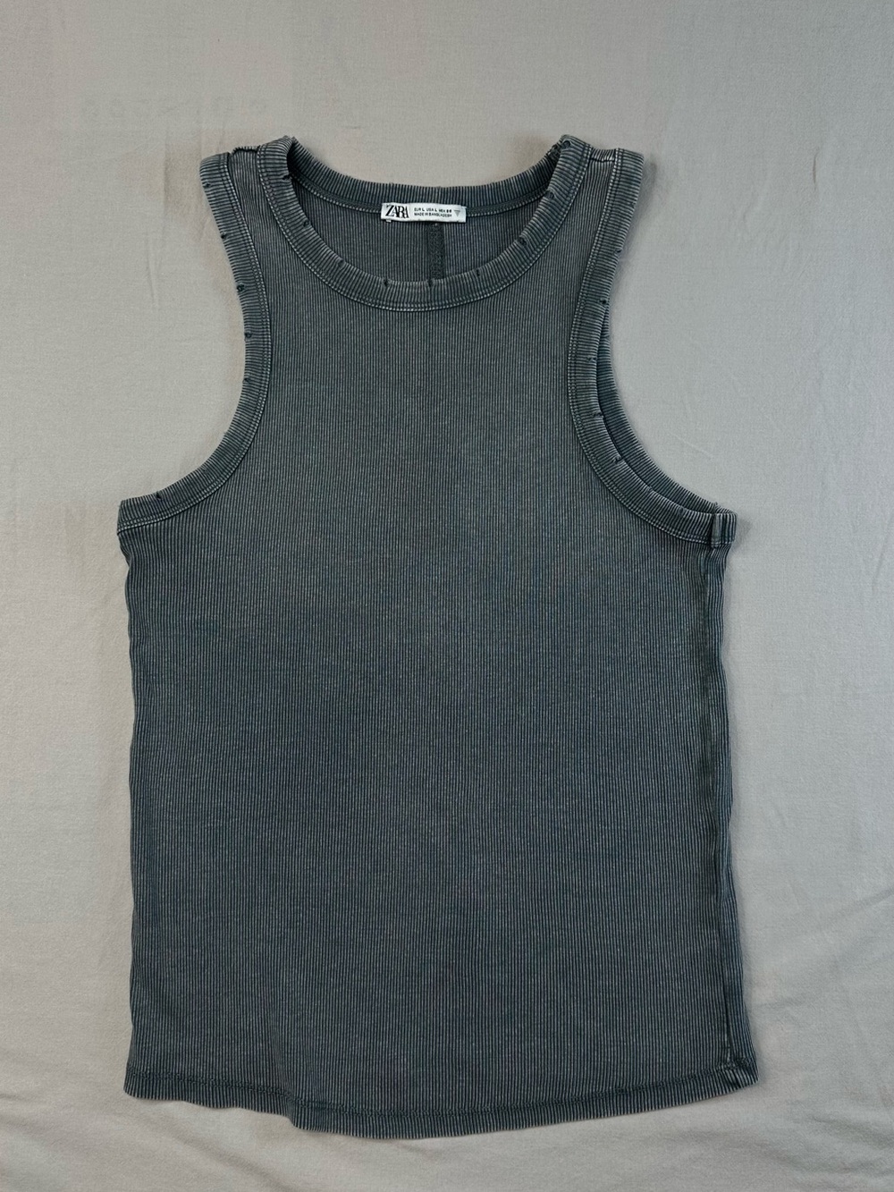 Zara Ribbed Crewneck Tank in Charcoal Gray